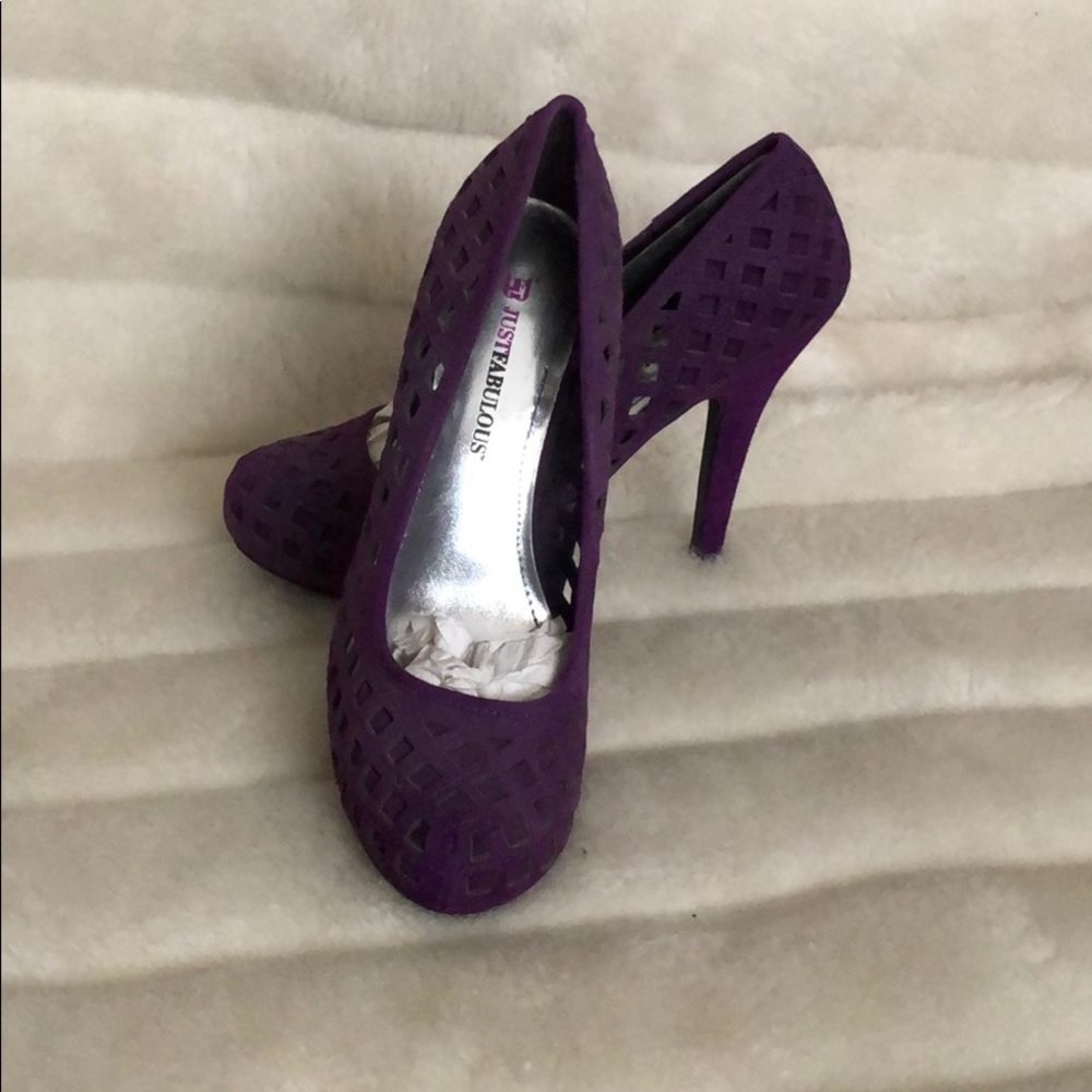 Just fab purple suede platform heels 👠